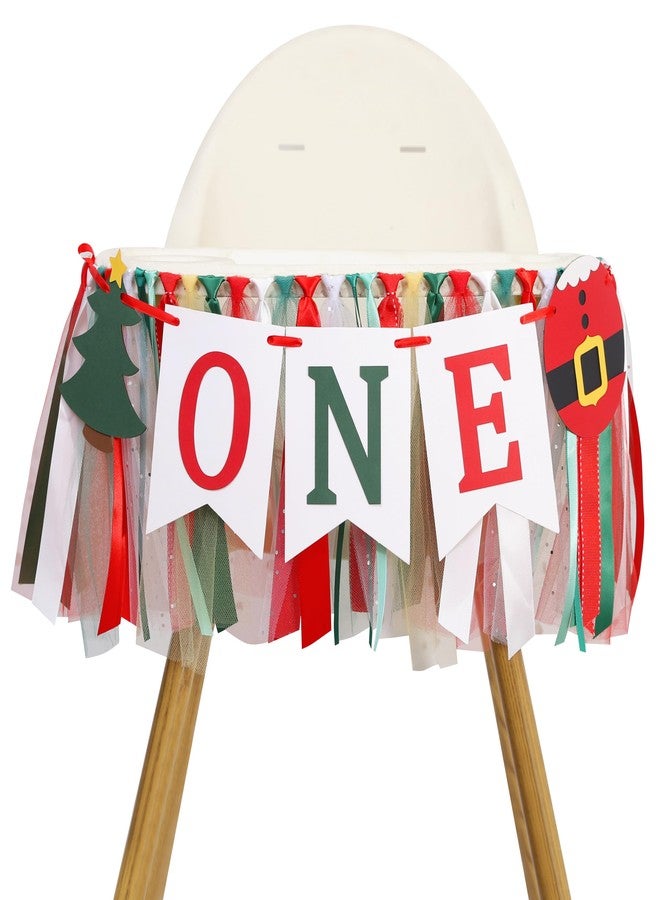 HIKLO Christmas 1st Birthday High Chair Banner - My First Christmas Highchair Banner, Best Christmas Tree One Birthday Party Supplies, Santa Party Decorations for Baby, Holiday Cake Smash Photo Props - Image 1